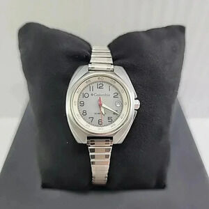 Womens Columbia Sports Watch 26mm Silver Tone Stretch Band Date 50M New Battery